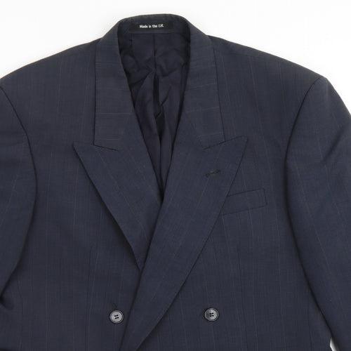 St Michael Mens Blue Striped Polyester Jacket Blazer Size 40