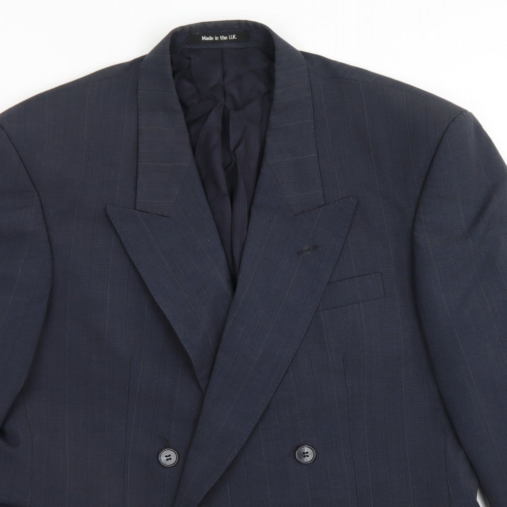 St Michael Mens Blue Striped Polyester Jacket Blazer Size 40