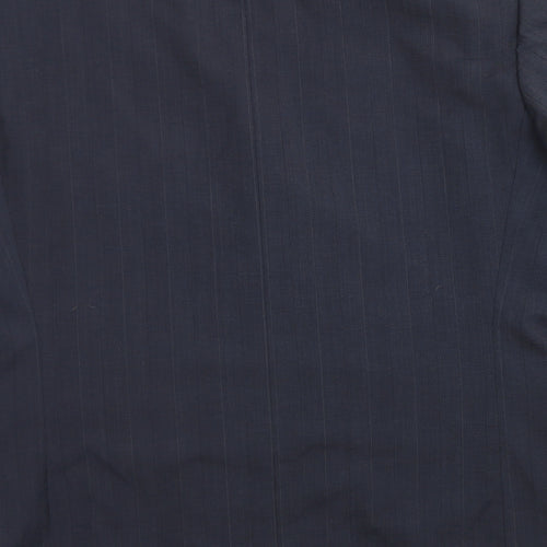 St Michael Mens Blue Striped Polyester Jacket Blazer Size 40