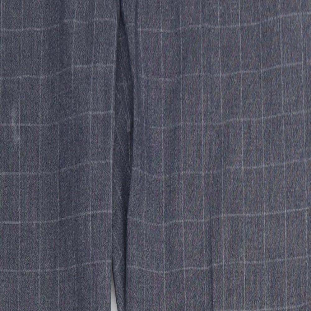 M&S Collection Mens Grey Check Polyester Dress Pants Trousers Size 36 L33 in Regular Hook & Eye