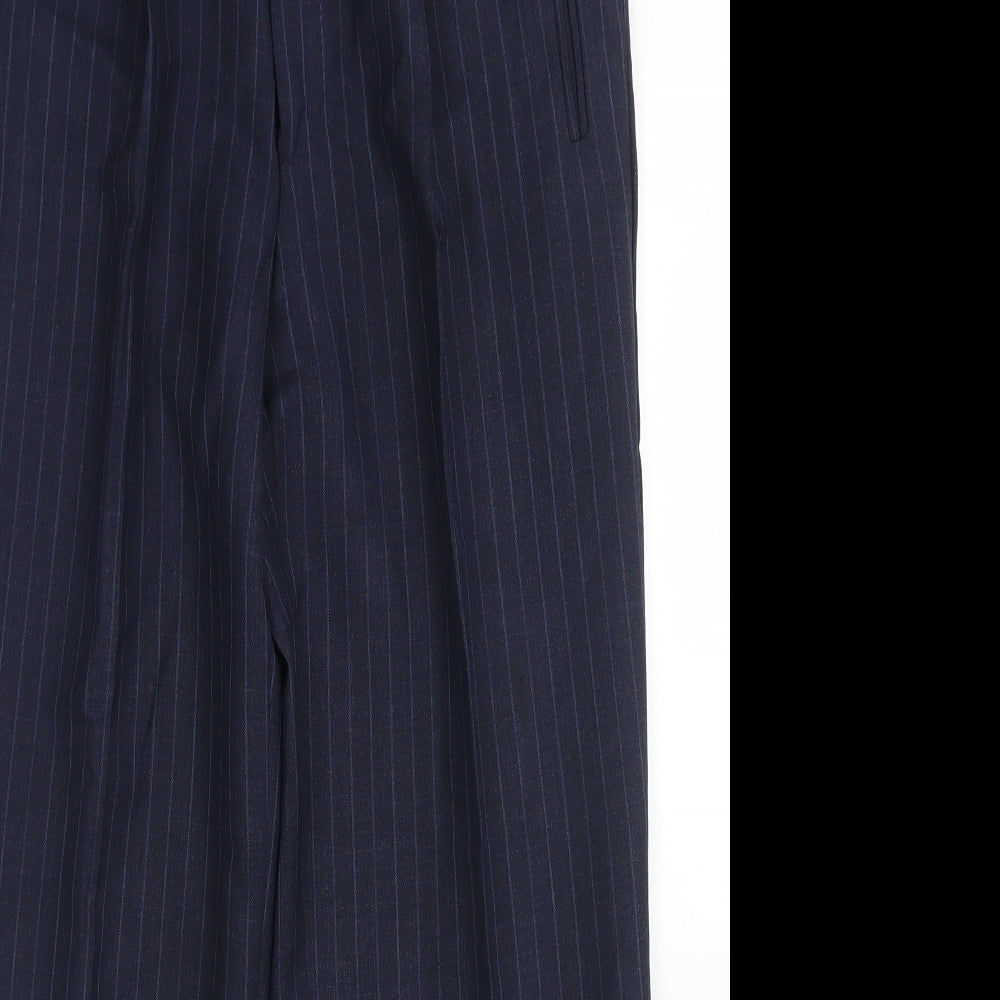 Ermenegildo Zegna Mens Blue Striped Wool Dress Pants Trousers Size 34 in L27 in Regular Button
