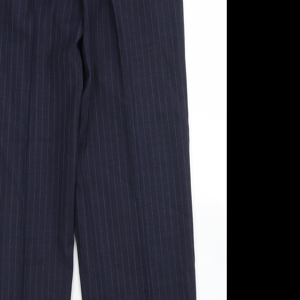 Ermenegildo Zegna Mens Blue Striped Wool Dress Pants Trousers Size 34 in L27 in Regular Button
