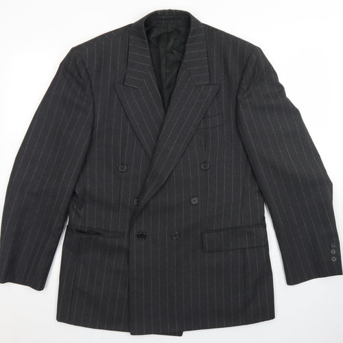 Di Caprio Mens Grey Striped Polyester Jacket Blazer Size 40