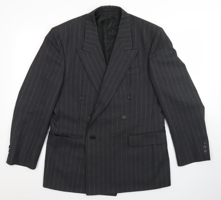 Di Caprio Mens Grey Striped Polyester Jacket Blazer Size 40