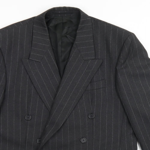 Di Caprio Mens Grey Striped Polyester Jacket Blazer Size 40