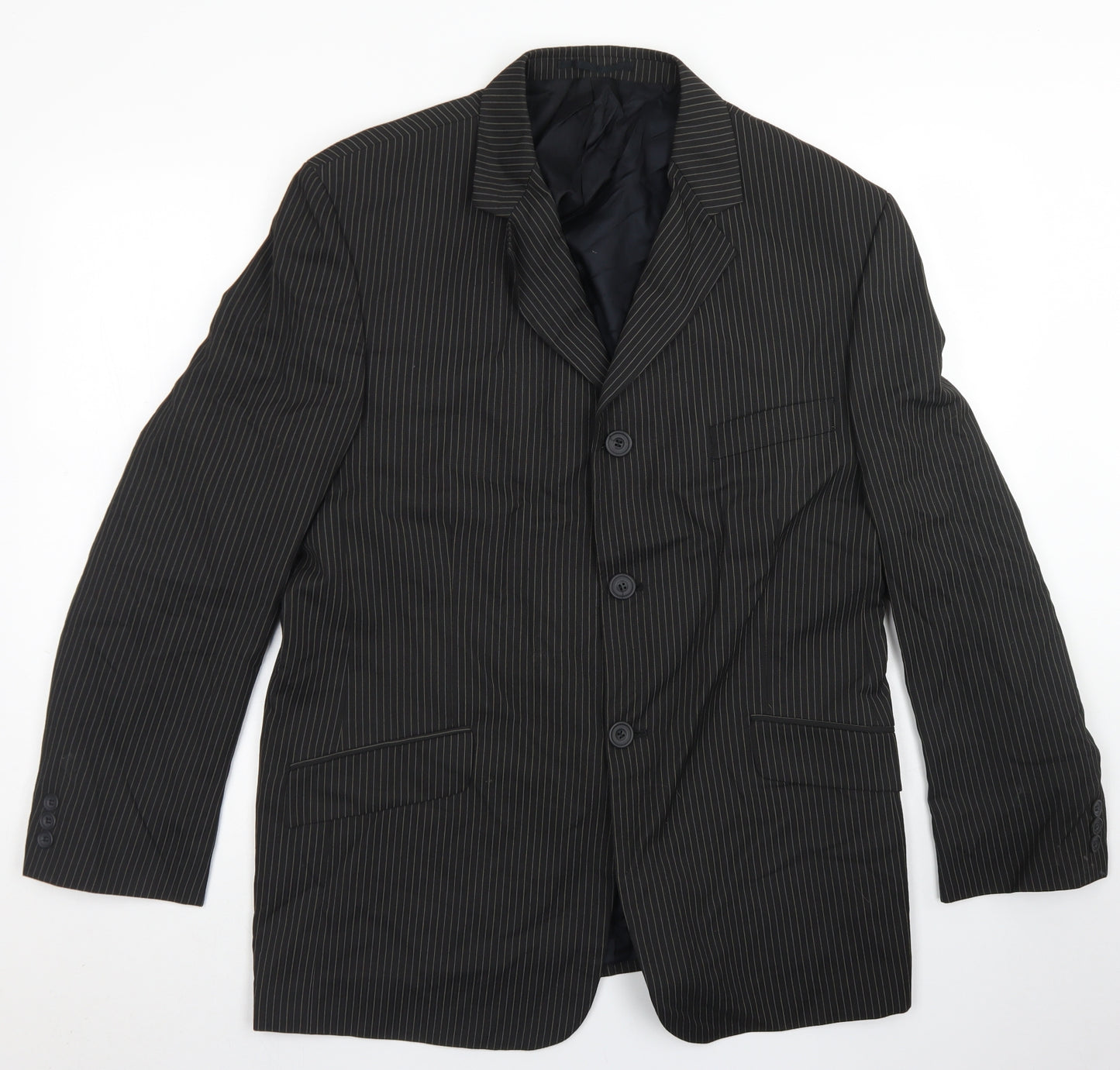 Wilson Mens Black Striped Polyester Jacket Blazer Size 42