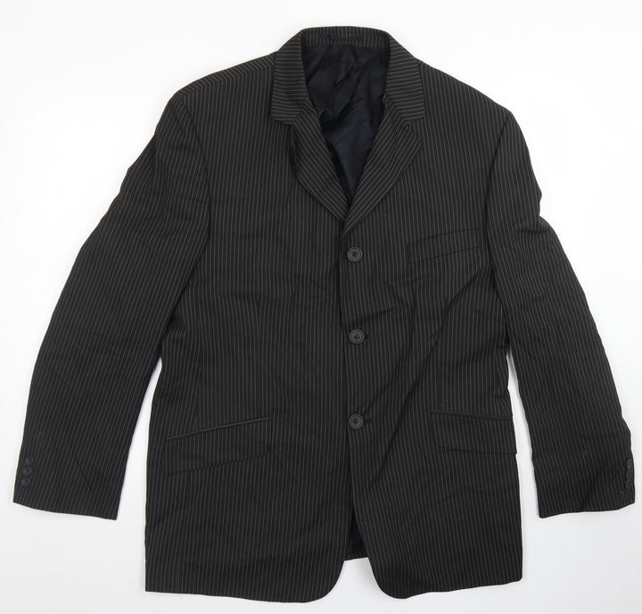 Wilson Mens Black Striped Polyester Jacket Blazer Size 42