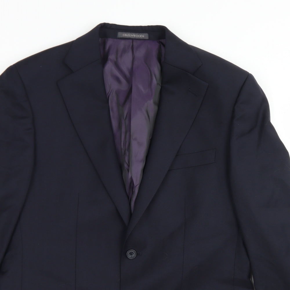 Greenwoods Mens Blue  Wool Jacket Blazer Size 38