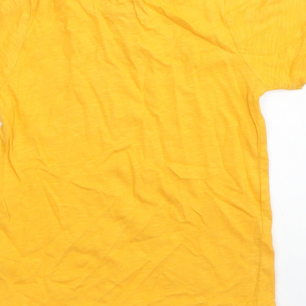 M&Co Boys Yellow  Cotton Basic T-Shirt Size 12-18 Months Crew Neck  - Tractor