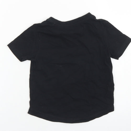 River Island Boys Black  Cotton Basic T-Shirt Size 12-18 Months Crew Neck