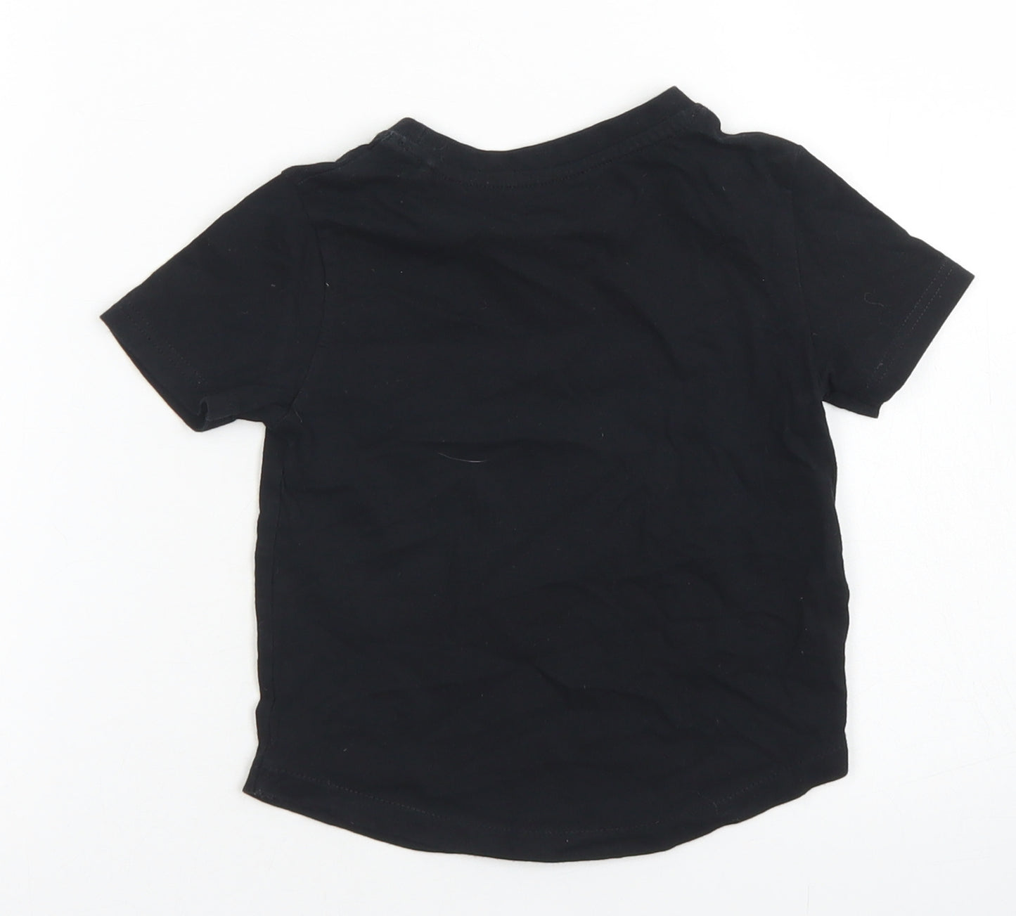 River Island Boys Black  Cotton Basic T-Shirt Size 12-18 Months Crew Neck