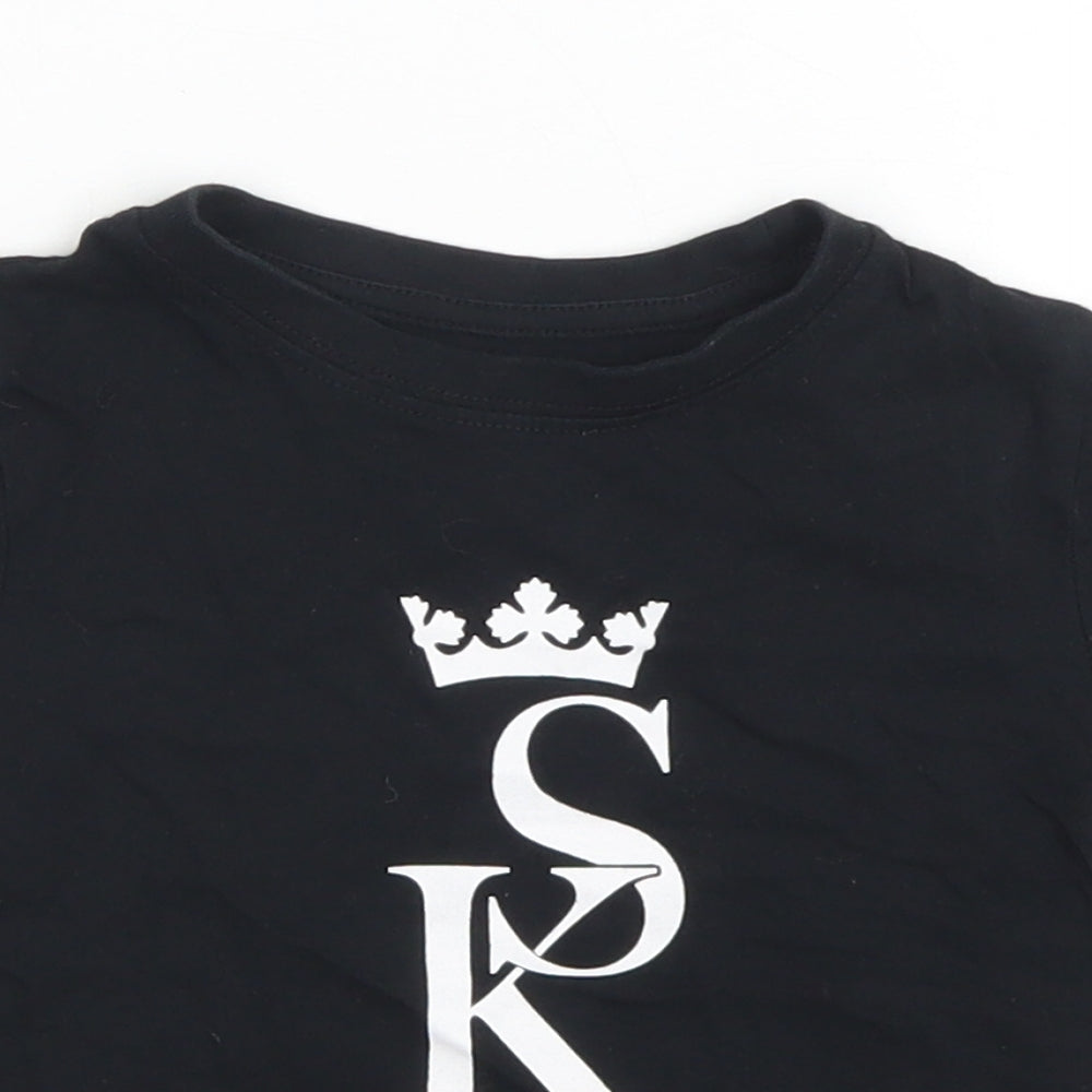River Island Boys Black  Cotton Basic T-Shirt Size 12-18 Months Crew Neck