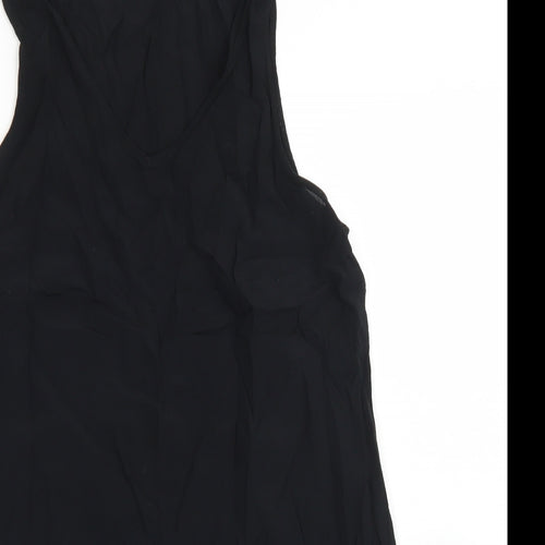 Woolworths Womens Black  Viscose Basic Blouse Size 10 V-Neck