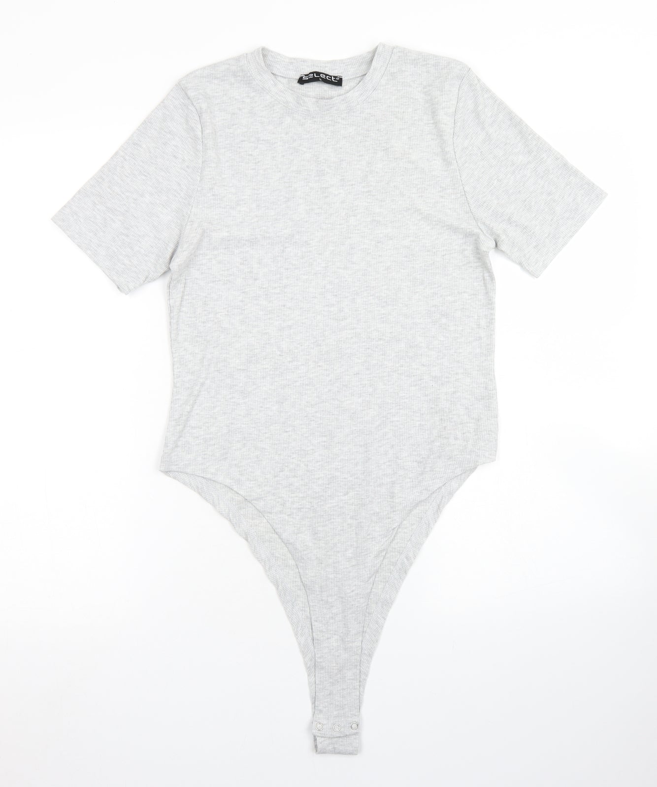 Select Womens Grey  Cotton Bodysuit One-Piece Size L  Snap - High Leg