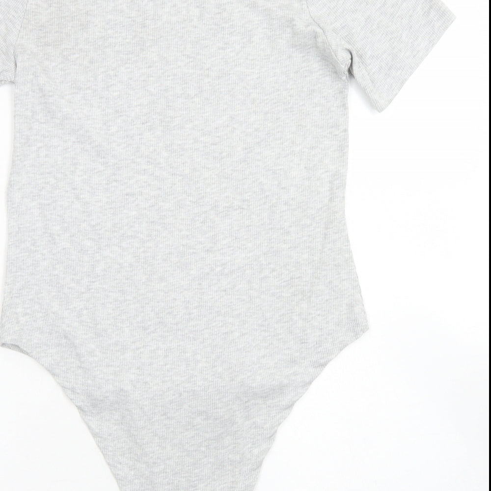 Select Womens Grey  Cotton Bodysuit One-Piece Size L  Snap - High Leg