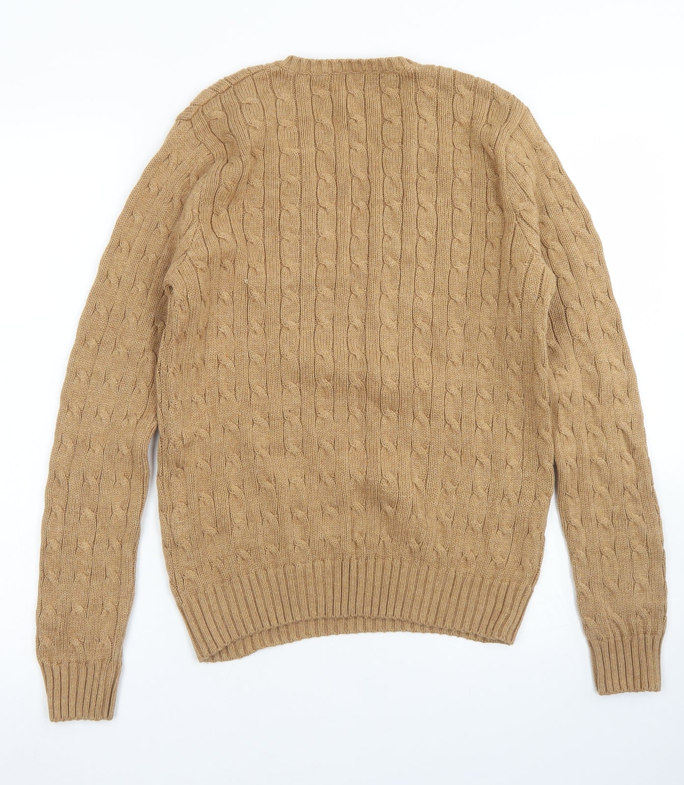 Ralph Lauren Sport Womens Brown V-Neck  Cotton Pullover Jumper Size XL