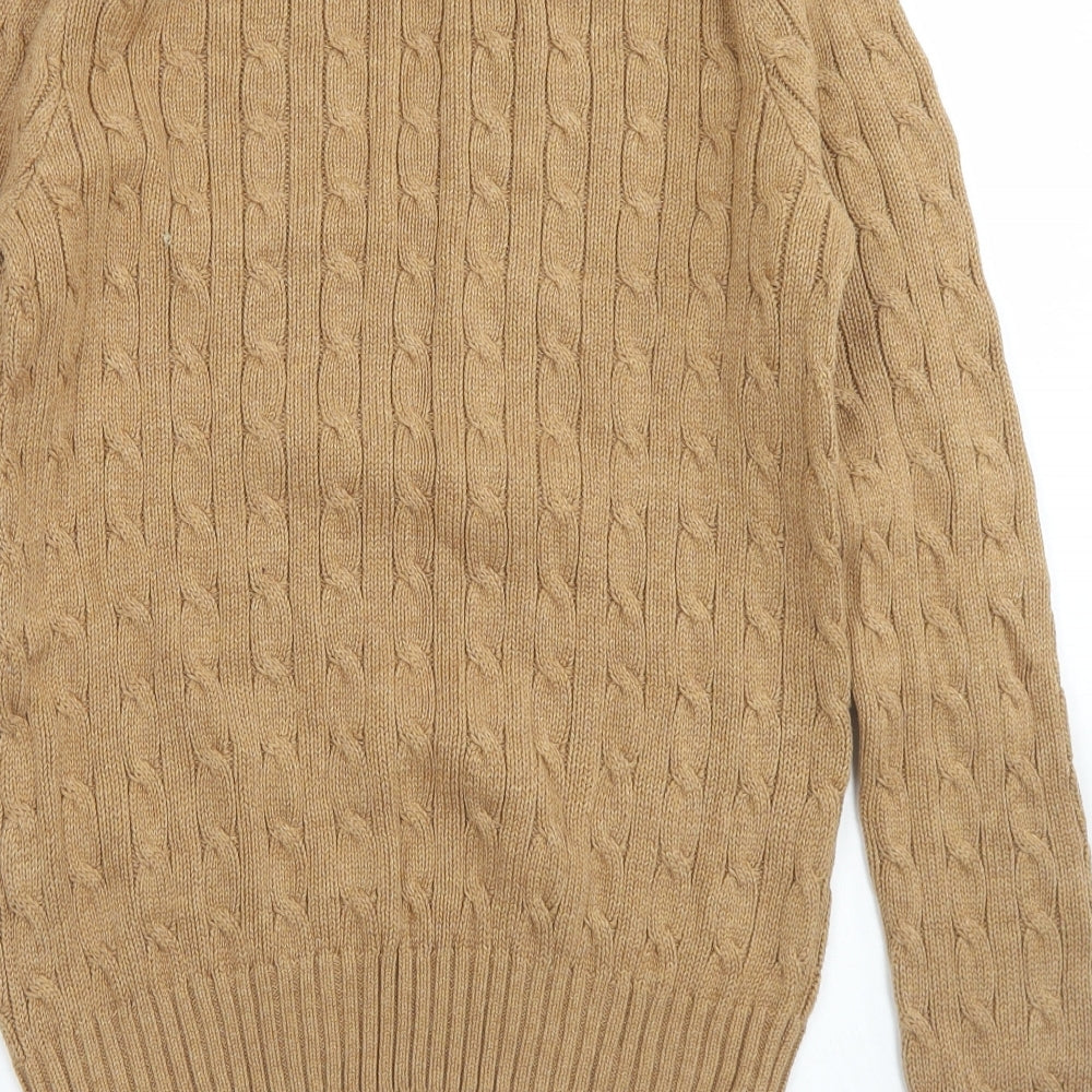 Ralph Lauren Sport Womens Brown V-Neck  Cotton Pullover Jumper Size XL