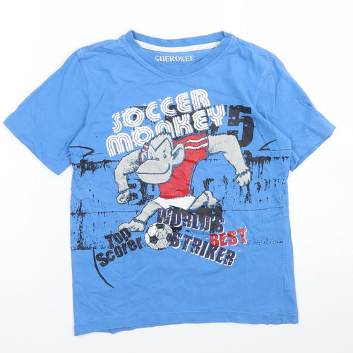 Cherokee Boys Blue  Cotton Basic T-Shirt Size 7-8 Years Crew Neck