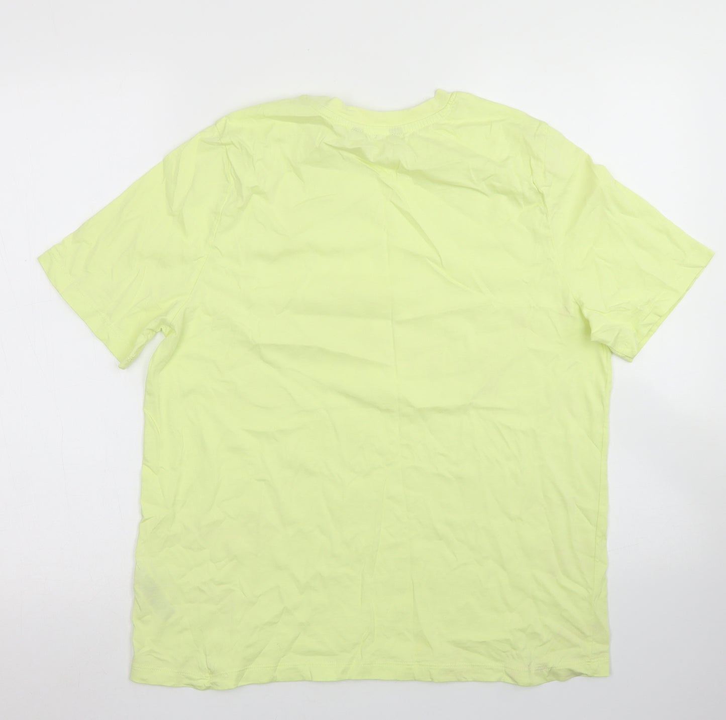 M&S Collection Womens Yellow  Cotton Basic T-Shirt Size 14 Crew Neck