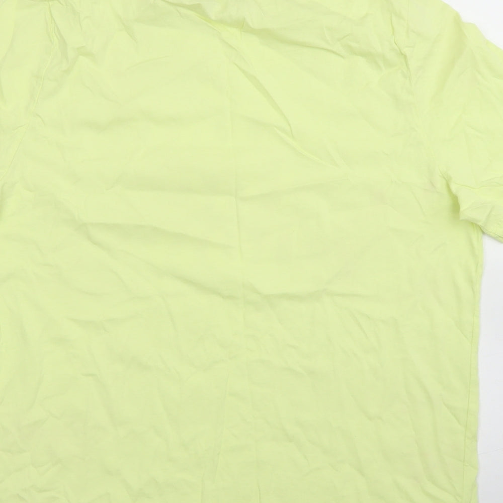 M&S Collection Womens Yellow  Cotton Basic T-Shirt Size 14 Crew Neck