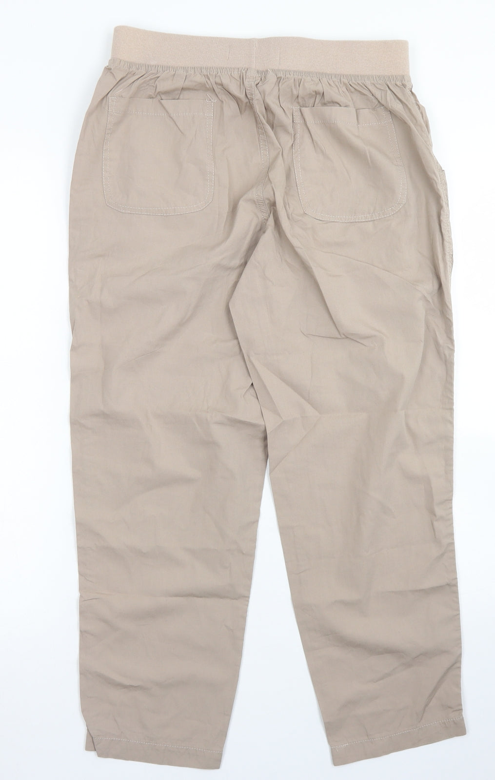 Real Basics Womens Brown  Cotton Pedal Pusher Trousers Size 10 L24 in Regular Drawstring