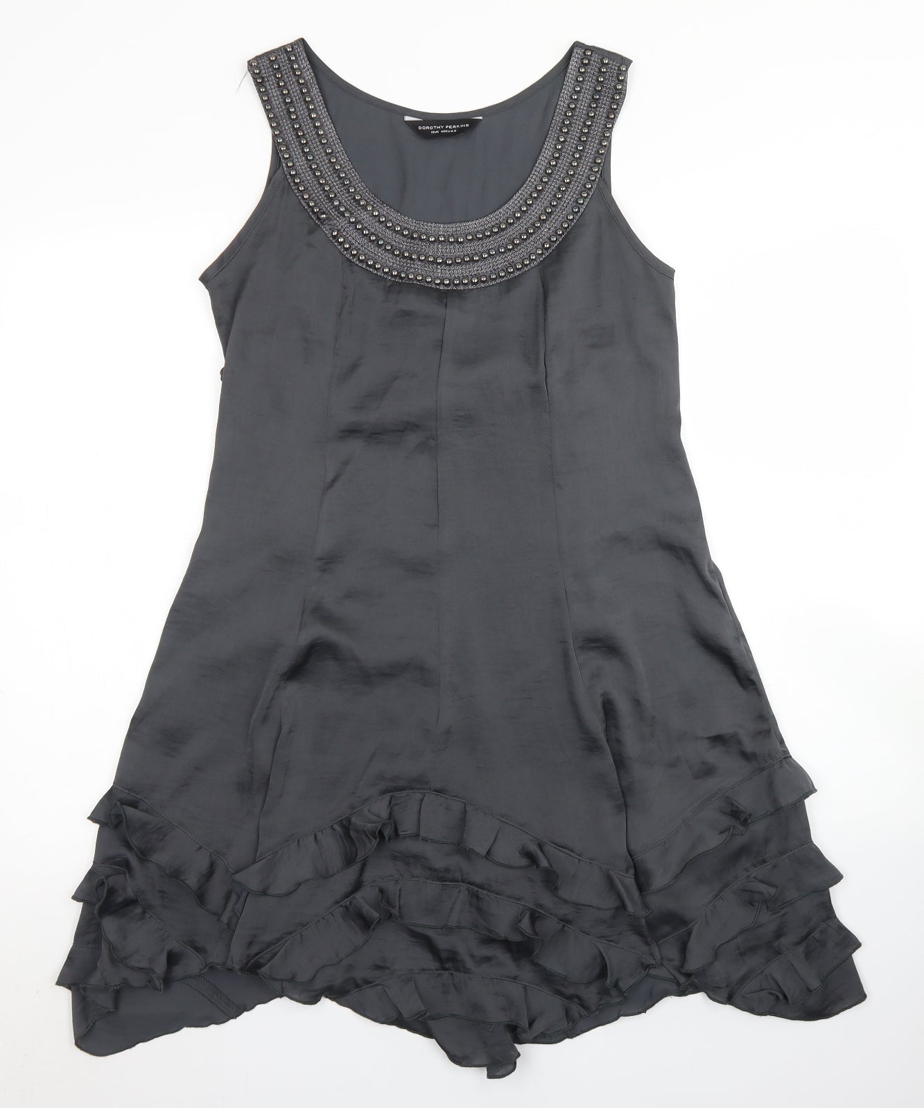 Dorothy Perkins Womens Grey  Polyester Trapeze & Swing  Size 12  Round Neck