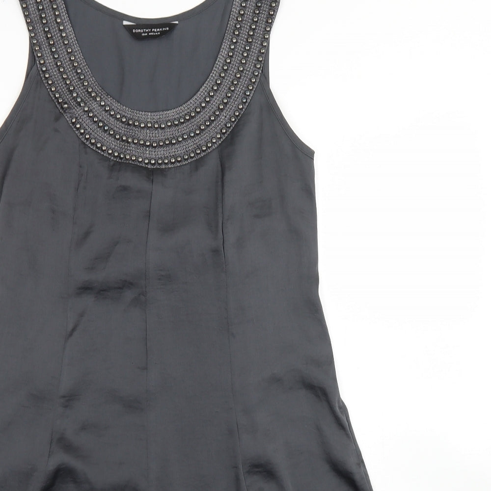 Dorothy Perkins Womens Grey  Polyester Trapeze & Swing  Size 12  Round Neck