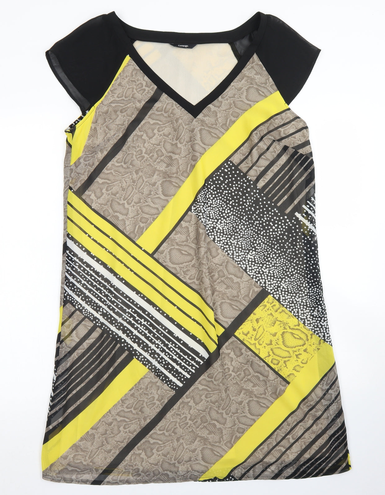 George Womens Brown Animal Print Polyester A-Line  Size 12  V-Neck