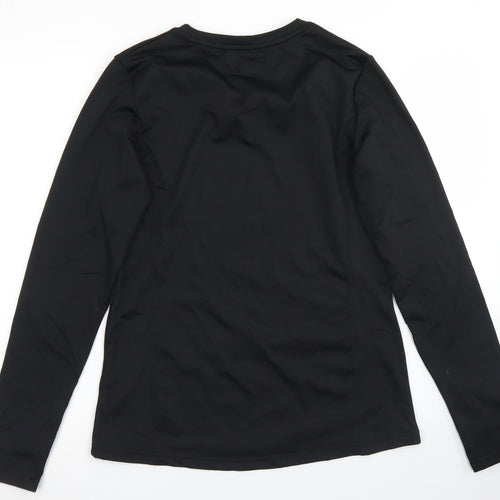 Ogeenier Womens Black  Polyester Basic T-Shirt Size M Crew Neck - Under Layer