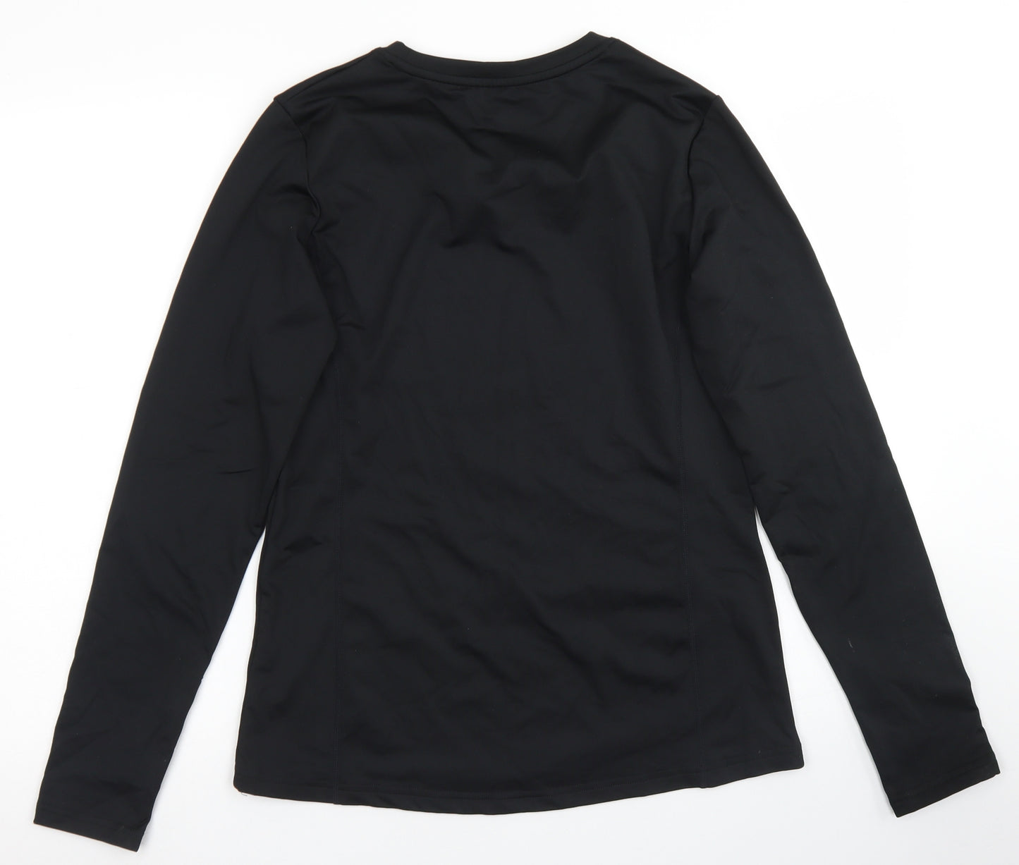 Ogeenier Womens Black  Polyester Basic T-Shirt Size M Crew Neck - Under Layer