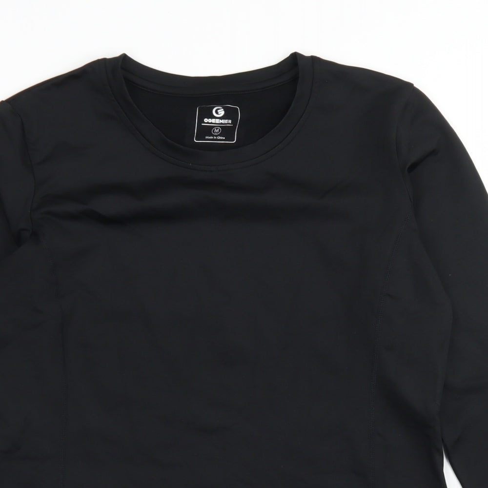 Ogeenier Womens Black  Polyester Basic T-Shirt Size M Crew Neck - Under Layer