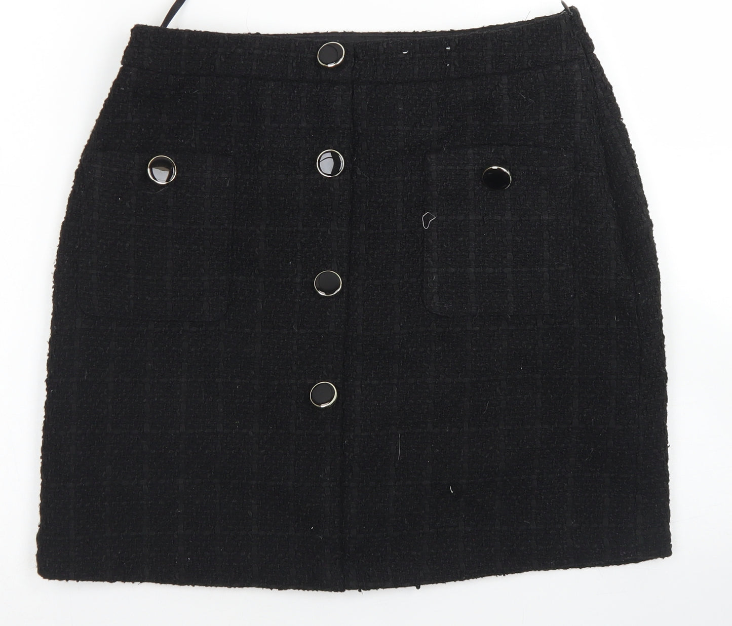 F&F Womens Black  Polyester A-Line Skirt Size 10   Zip