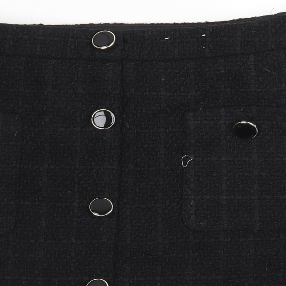 F&F Womens Black  Polyester A-Line Skirt Size 10   Zip