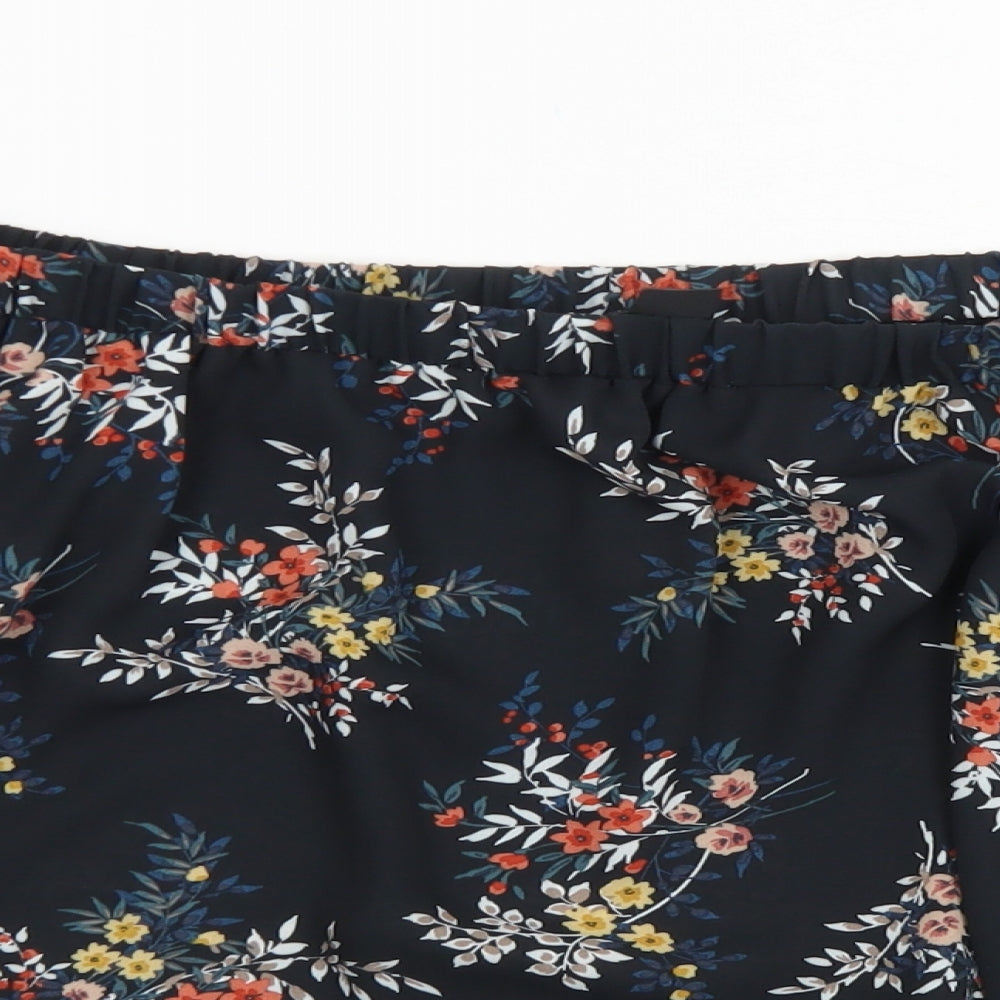 Atmosphere Womens Black Floral Polyester Cropped Blouse Size 14 Off the Shoulder