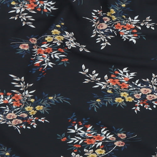 Atmosphere Womens Black Floral Polyester Cropped Blouse Size 14 Off the Shoulder