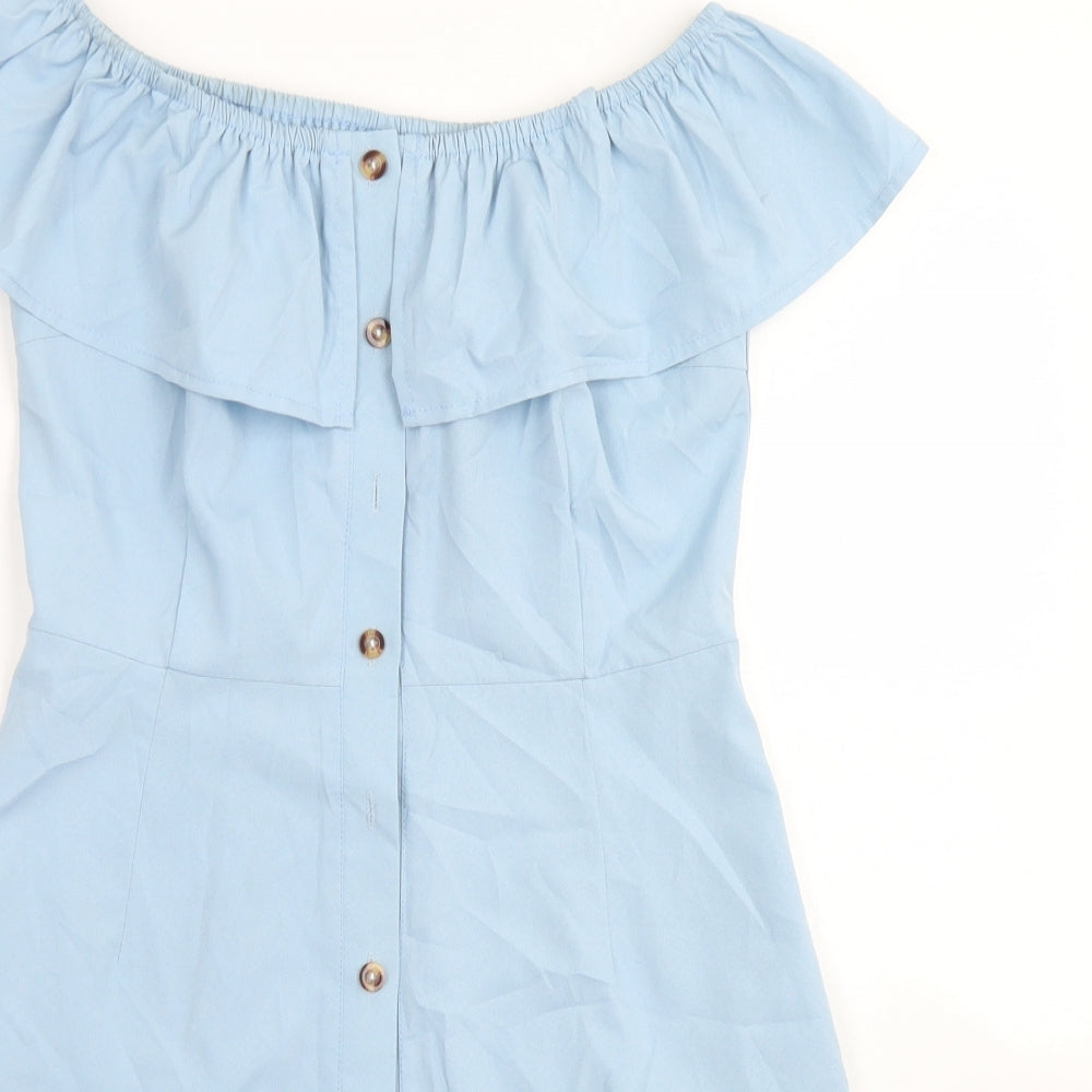 Zaful Womens Blue  Polyester Skater Dress  Size M  Off the Shoulder