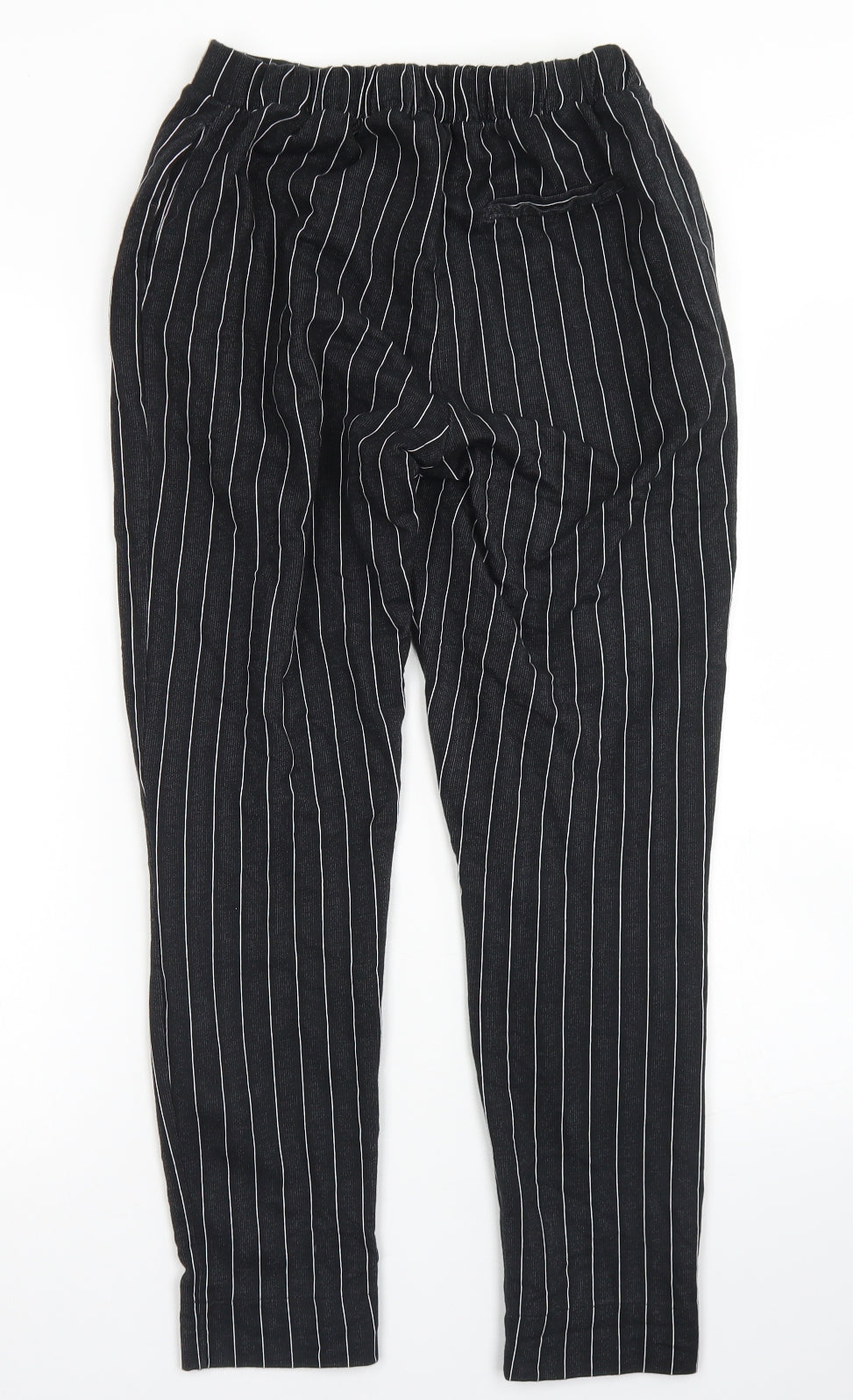 Pull&Bear Womens Black Striped Polyester Dress Pants Trousers Size M L25 in Regular