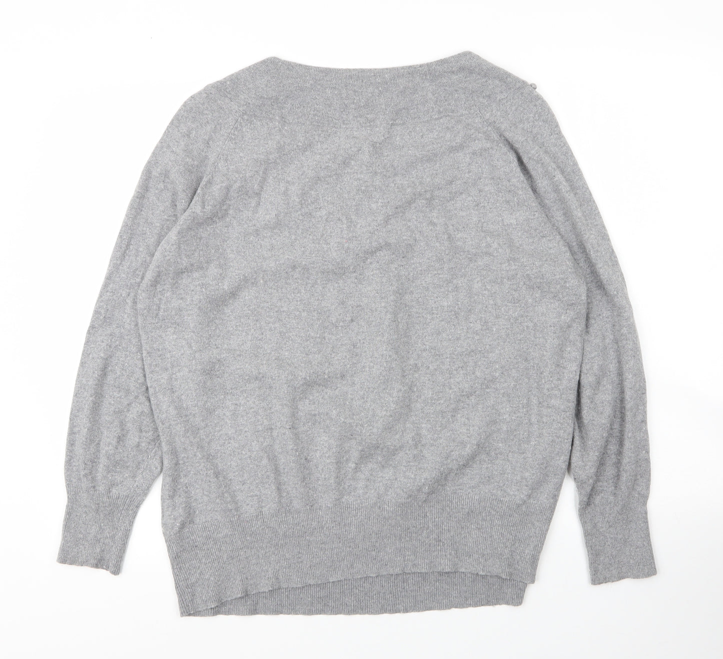 M&S Womens Grey Boat Neck  Nylon Pullover Jumper Size 22