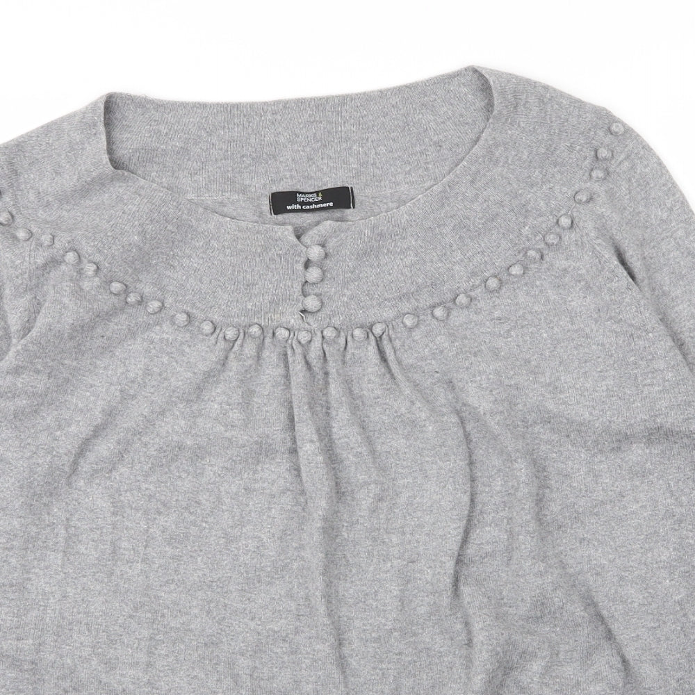 M&S Womens Grey Boat Neck  Nylon Pullover Jumper Size 22