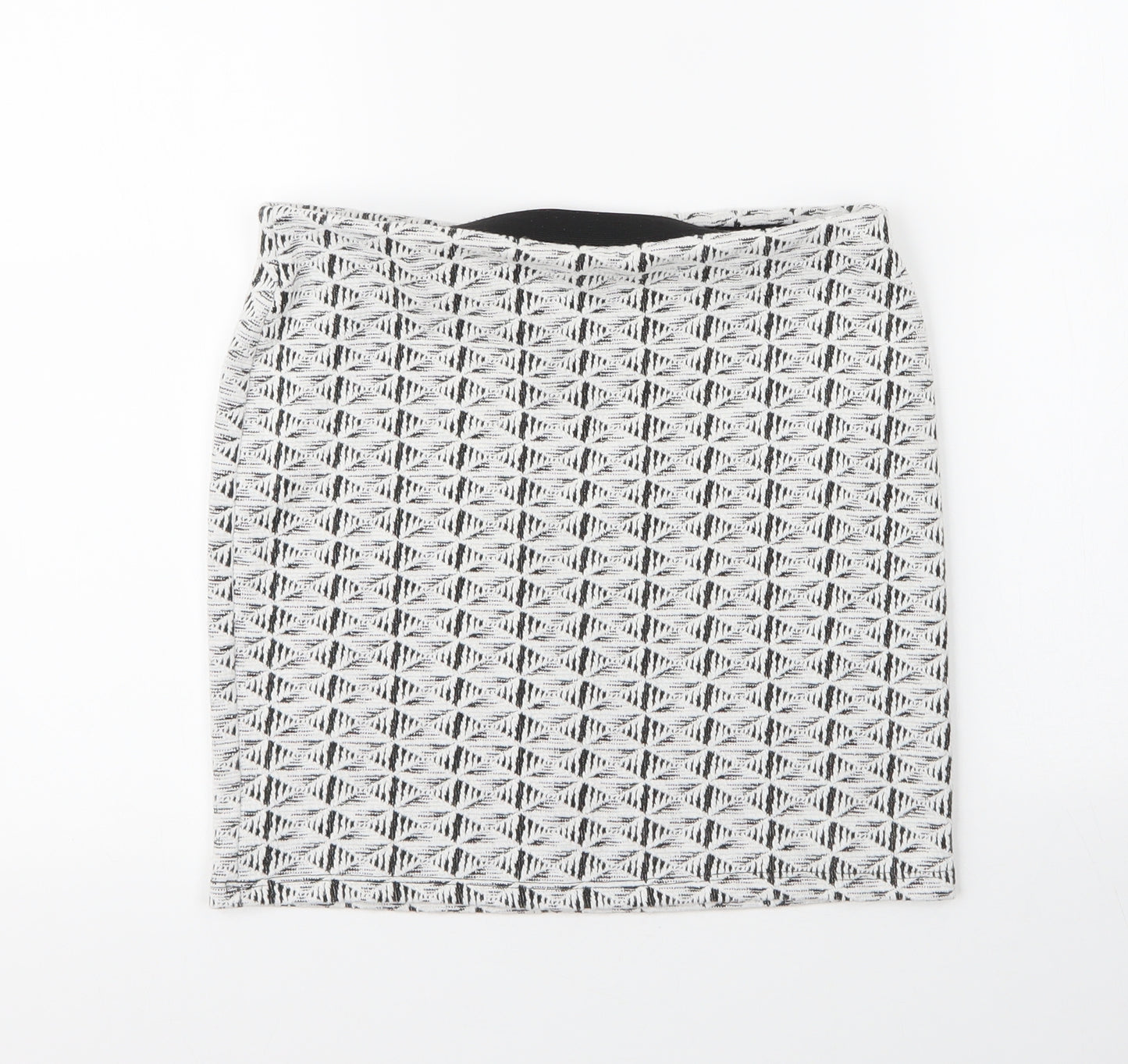 Primark Womens White Argyle/Diamond Viscose Bandage Skirt Size 10