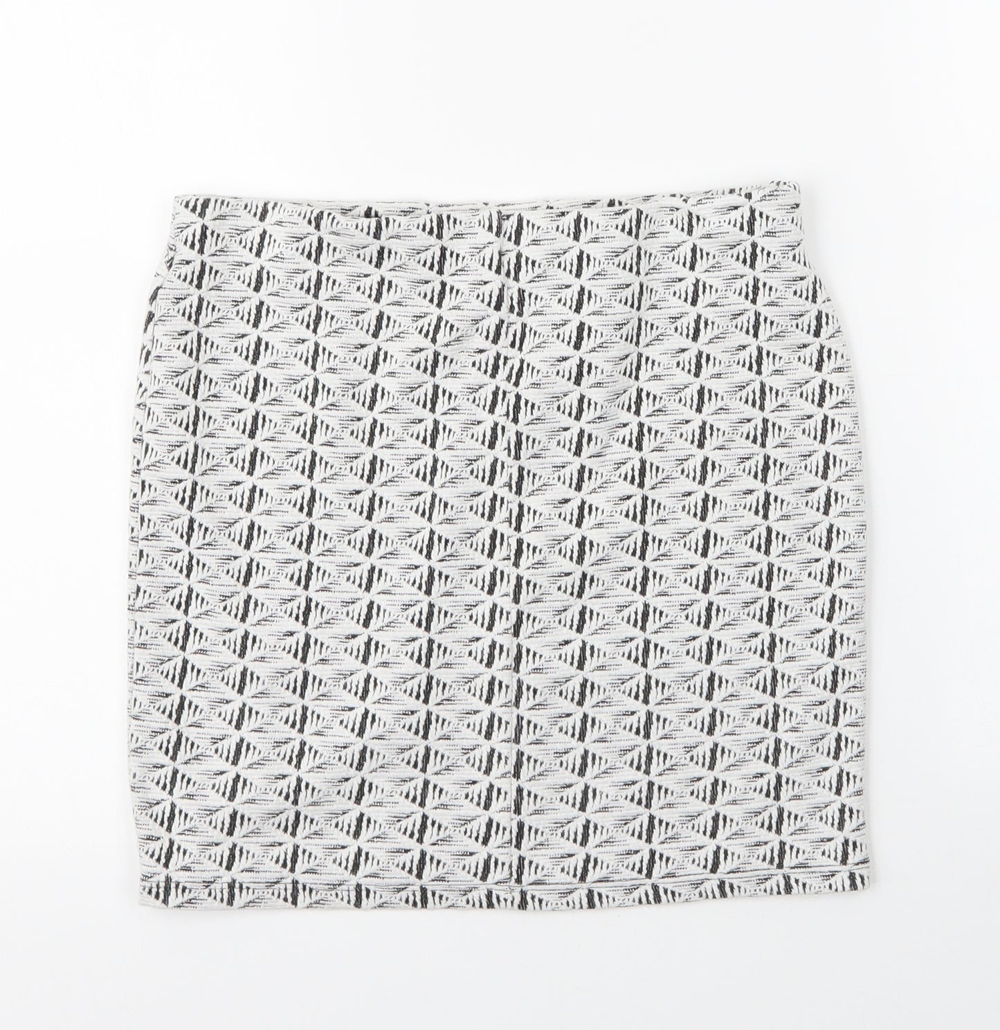 Primark Womens White Argyle/Diamond Viscose Bandage Skirt Size 10