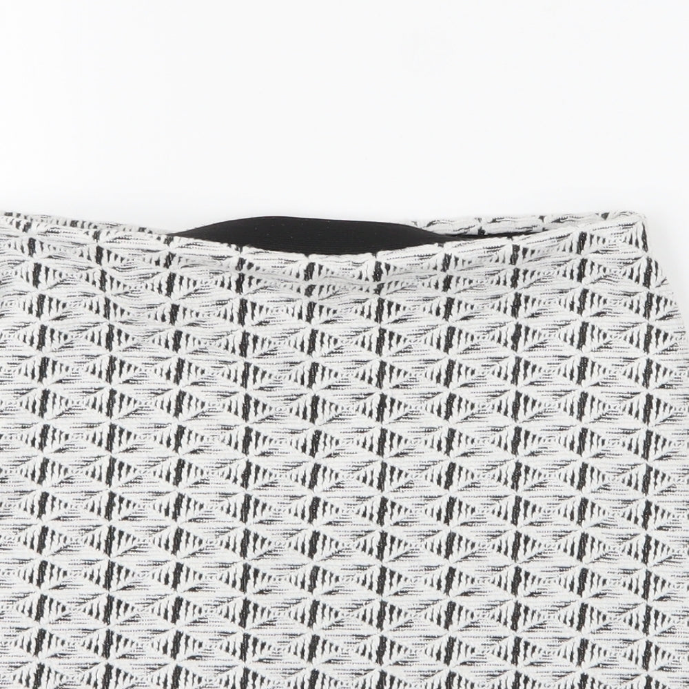 Primark Womens White Argyle/Diamond Viscose Bandage Skirt Size 10
