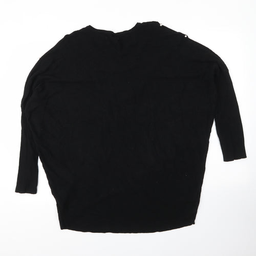Laetitia Mem Womens Black  Viscose Basic Blouse Size L Round Neck