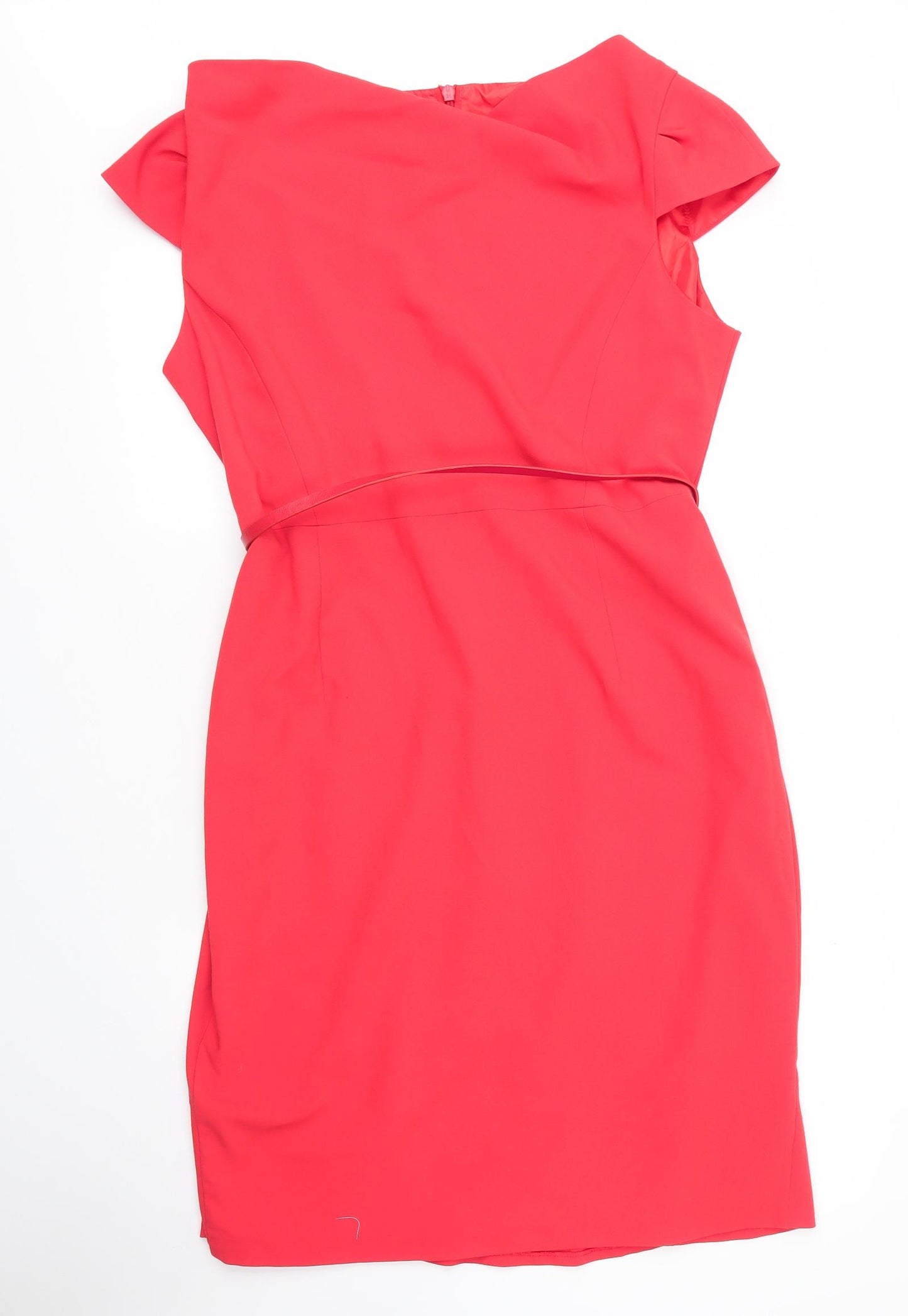 NEXT Womens Red  Viscose Sheath  Size 18  Boat Neck Zip
