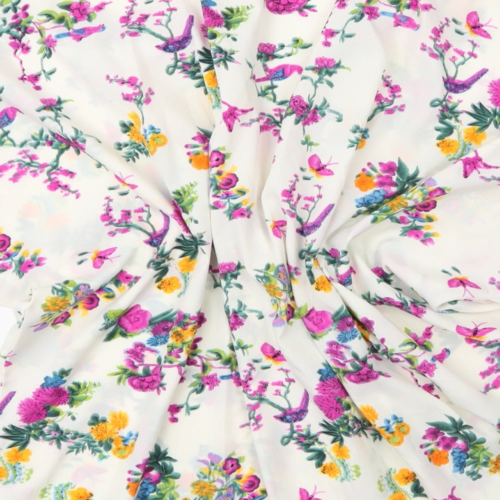 Primark Womens Beige Floral Polyester Kimono Blouse Size XL V-Neck