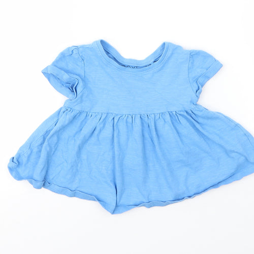 NEXT Girls Blue  Cotton Basic Blouse Size 12 Months Round Neck