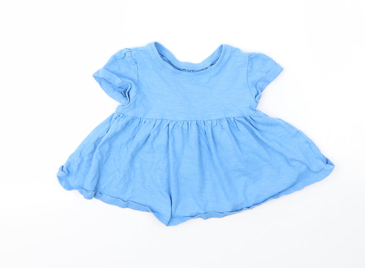NEXT Girls Blue Cotton Basic Blouse Size 12 Months Round Neck