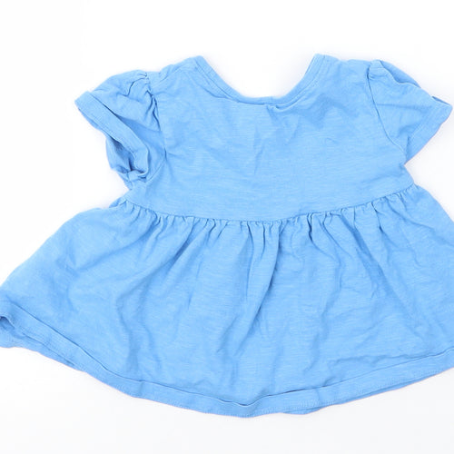 NEXT Girls Blue  Cotton Basic Blouse Size 12 Months Round Neck