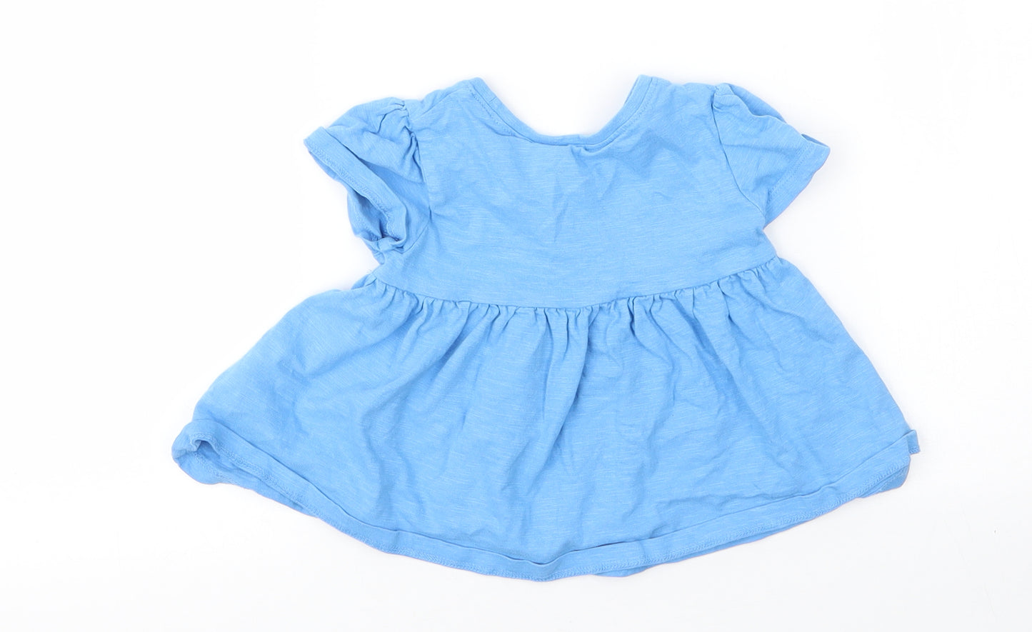 NEXT Girls Blue  Cotton Basic Blouse Size 12 Months Round Neck