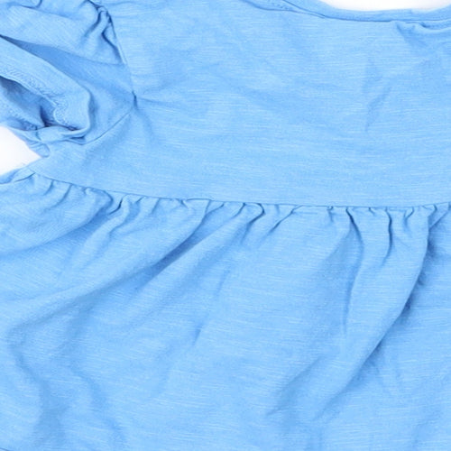 NEXT Girls Blue  Cotton Basic Blouse Size 12 Months Round Neck